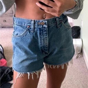 Wrangler Blue Frayed Jean Shorts